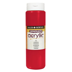Daler Rowney Graduate Acrylic Crimson paint in 500ml bottle, ideal for art and craft painting projects.