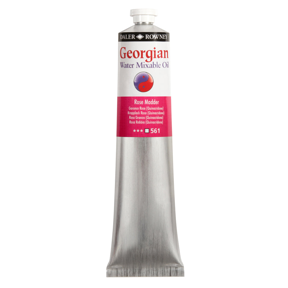 Daler Rowney Georgian Water Mixable Oil Paint in Rose Madder, 200ml tube, suitable for artists and painting projects.