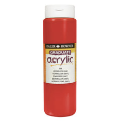 Daler Rowney Graduate Acrylic Vermilion paint 500ml jar, vibrant red art paint for crafts and painting projects.