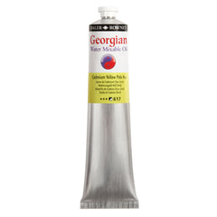 Daler Rowney Georgian Water Mixable Oil Paint in Cadmium Yellow Pale Hue, 200ml, with a paint tube and color label.