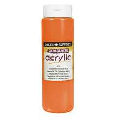 Daler Rowney Graduate Acrylic Cadmium Orange Hue paint 500ml, vibrant orange color for art and craft projects.