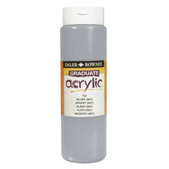 Silver imitation acrylic paint in 500ml bottle by Daler Rowney Graduate, suitable for art and craft projects.