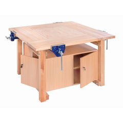 Edubench Traditional 4 Station Bench with Cupboards and 4x 7" Quick Release Vices