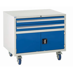 Edubench Roll'n'Park System - Combi H780mm x W900 x D650 (Grey Cabinet and Blue Doors)
