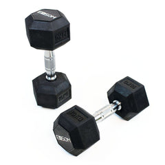 EXSOM RUBBER HEX DUMBBELLS 10KG, PAIR