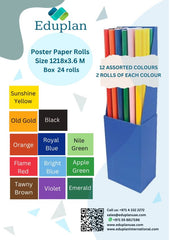 Eduplan Poster Paper Roll 1218x3.6 M assorted color box-24 (2