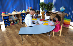 Tuf Top Height Adjustable Horseshoe Table Sky Blue