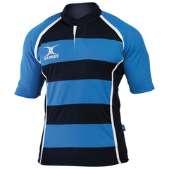 GILBERT XACT RUGBY MATCH SHIRT HOOPED NAVY BLUE/SKY X SMALL