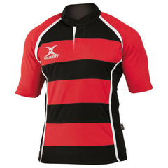 GILBERT XACT RUGBY MATCH SHIRT HOOPED RED/BLACK LARGE