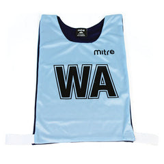 MITRE PRO REVERSIBLE NETBALL BIB SET SKY/NAVY BLUE,MEDIUM, SET OF 7