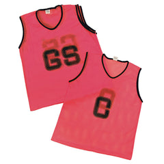 MESH NETBALL BIB SET RED, LARGE, SET OF 7