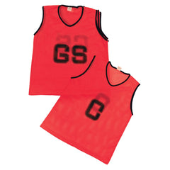 MESH NETBALL BIB SET RED, SMALL, SET OF 7