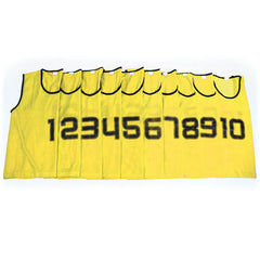 MESH TRAINING BIB NUMBERED 1-10 LARGE, YELLOW, SET OF 10