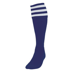 PRECISION 3 STRIPE FOOTBALL SOCKS NAVY BLUE/WHITE, JUNIOR SIZE 12-02
