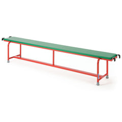 STEEL BENCH WITH UPHOLSTERED TOP 330MM W X 370MM H X 2000MM L, GREEN