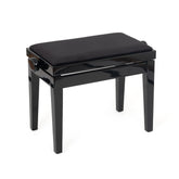 Musisca adjustable piano stool – Black gloss, black velvet seat