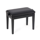 Musisca adjustable piano stool – Black satin, black faux leather seat