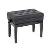 Musisca concert piano stool with storage - Black gloss, black faux leather seat