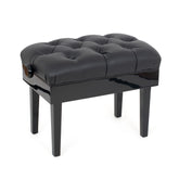 Musisca deluxe concert piano stool - Black gloss, black faux leather seat