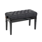 Musisca wide top single concert piano stool - Black gloss, black faux leather seat
