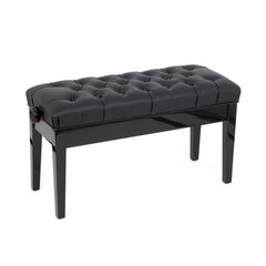 Musisca duet concert piano stool - Black gloss, black faux leather seat