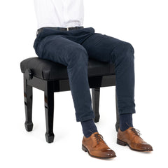 Musisca concert piano stool – Black gloss, black faux leather seat