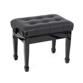 Musisca concert piano stool – Black gloss, black genuine leather seat