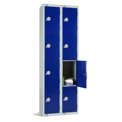 Four Door Locker - nest of 2 H1800mm x D450 x W600 (Grey Cabinet and Blue Doors)
