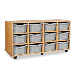 Monarch 12 double tray storage unit (4 x 3) - Light grey