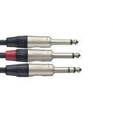 Stagg stereo large jack to 2 x mono large jack Y cable - 1m