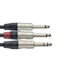 Stagg stereo large jack to 2 x mono large jack Y cable - 3m