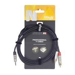 Stagg stereo mini jack to 2 x phono cable - 1.5m
