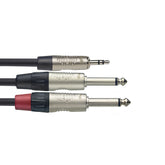 Stagg stereo mini jack to 2 x mono large jack Y cable - 3m