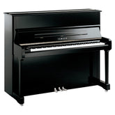 Yamaha P121 upright piano – Polished Ebony with Chrome Fittings