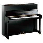 Yamaha P121 upright piano – Polished Ebony