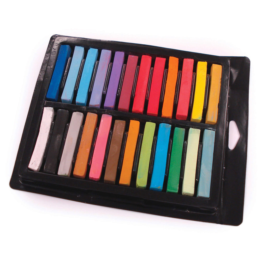 Tilgear 24-piece soft pastel set with vibrant pastel sticks and painting tools for art and craft projects.