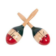 Percussion Plus wooden maracas with colourful design