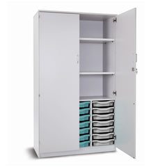 Monarch Premium 21 single tray storage cupboard with 2 shelves - Grey