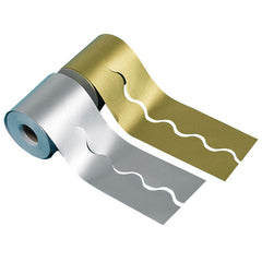 SCO DECORATIVE PAPER BORDER ROLL SCALLOPED SILVER 100MMX50M 1PC -Min Qty 6