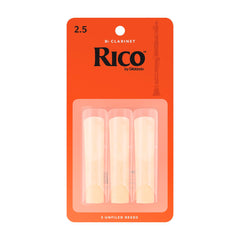 Rico card of 3 x Bb clarinet reeds - 2.5