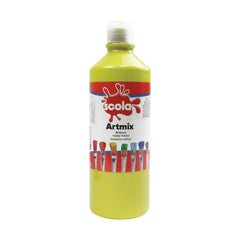 600ml ready mixed lemon poster paint bottle by Tilgear, suitable for art and craft projects, with vibrant yellow color visible.