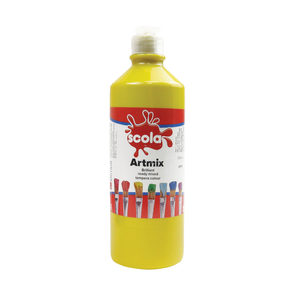 Bright yellow ready mixed poster paint in a 600ml container by Tilgear, perfect for arts and crafts projects.