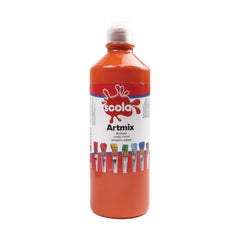Orange ready mixed poster paint in a 600ml bottle from Tilgear, suitable for arts and crafts projects.