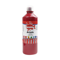 Bright red ready mixed poster paint in a 600ml container from Tilgear, suitable for art and craft projects.