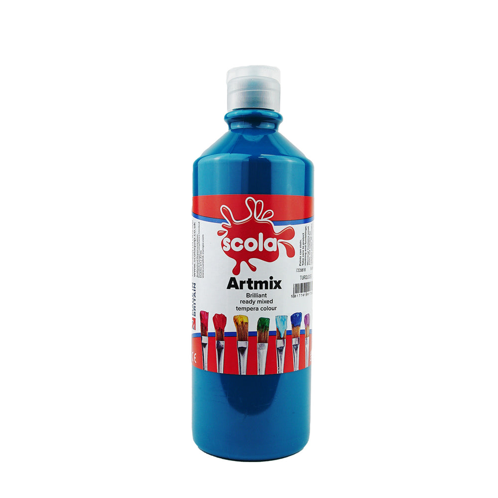 Turquoise ready mixed poster paint in 600ml bottle by Tilgear, ideal for arts and crafts projects.