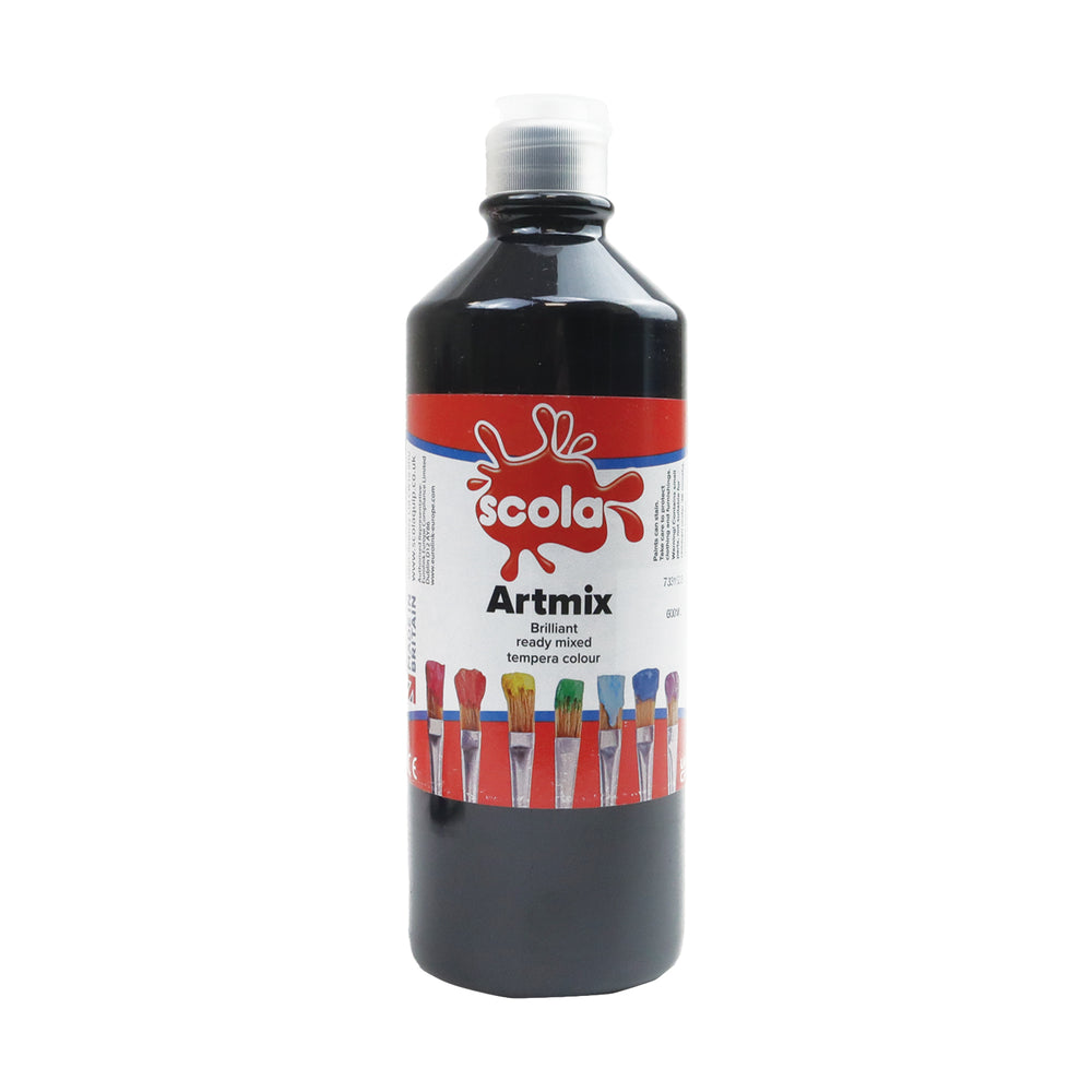 Black ready mixed poster paint in 600ml bottle from Tilgear, ideal for art and craft projects and vibrant painting.