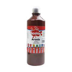 600ml jar of Tilgear Ready Mixed Poster Paint in Burnt Umber, ideal for art and craft projects, with a smooth, rich color.