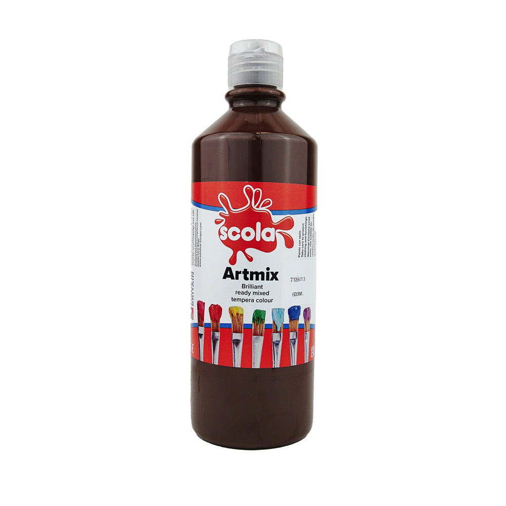 600ml ready mixed poster paint in burnt sienna color by Tilgear, ideal for art and craft projects, shows a vibrant orange-brown paint jar.