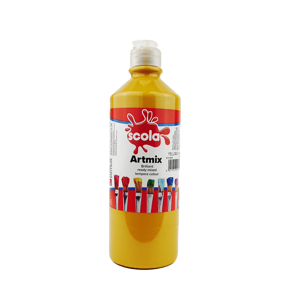 Yellow ochre ready mixed poster paint by Tilgear in a 600ml container, ideal for arts and crafts painting projects.