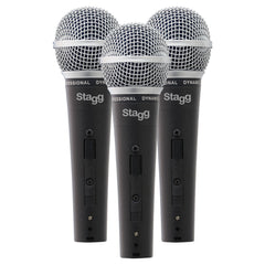 Set of 3 Stagg high quality dynamic microphones